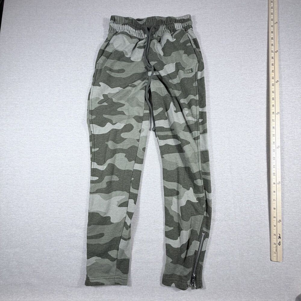 Victoria Secret PINK Army Green Campus Jogger Camo Drawstring Zipper Ankle Small